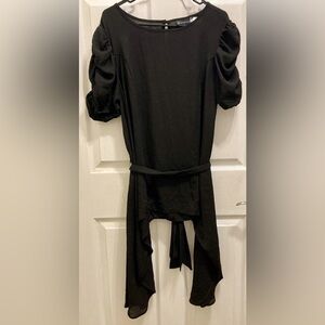 New York & Company Blouse Long Top Tie Waist Black NWT XL